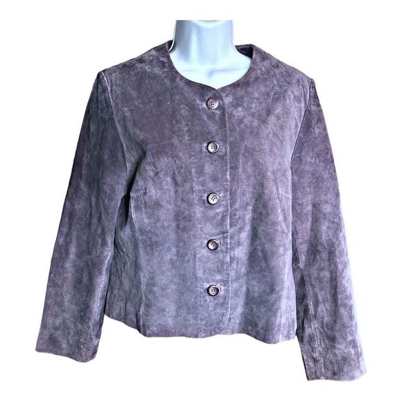 Pendleton Leather Jacket vintage Women's Purple Suede Size Medium button up - Picture 1 of 11